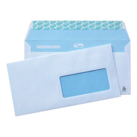 Sobres 115 x 225 mm 90 g con ventana derecha Sam - Caja de 500