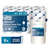 Tork Reflex™ Papier d'Essuyage Plus blanc M3, multi-usages 200 feuilles - Colis de 9