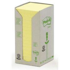 Torre de Notas adhesivas amarillas recicladas Post-It 76 x 76 mm