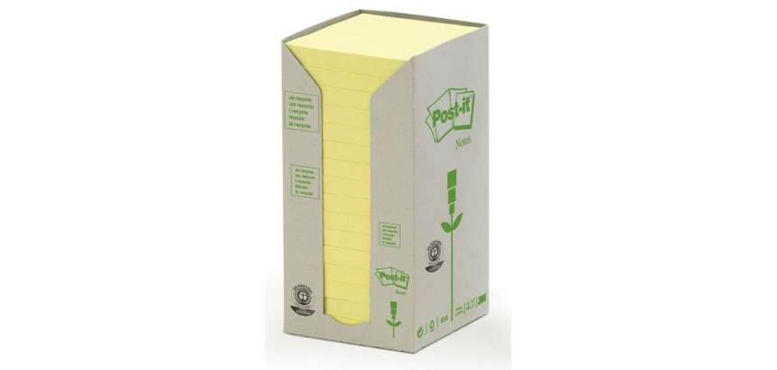 Torre de Notas adhesivas amarillas recicladas Post-It 76 x 76 mm