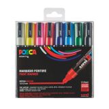 Doos met 8 markeerstiften Uni Ball Posca geassorteerde kleuren met kegelpunt 1,8 tot 2,5 mm