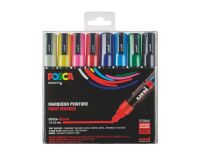 Doos met 8 markeerstiften Uni Ball Posca geassorteerde kleuren met kegelpunt 1,8 tot 2,5 mm