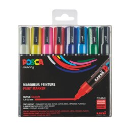 Box mit 8 Markierstiften Uni Ball Posca sortierte Farben mit Rundspitze 1,8 bis zu 2,5 mm