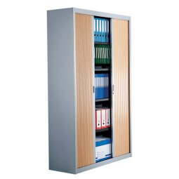 Armario de oficina metálico desmontable Armonía Alt. 200 x An. 120 cm Aluminio Puerta persiana Madera Haya