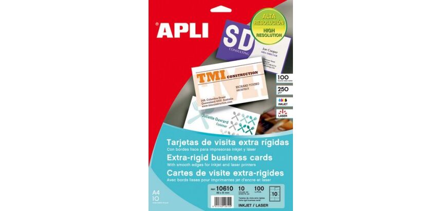 Paquete de 100 tarjetas de visita 89 x 51 mm  Apli 10610
