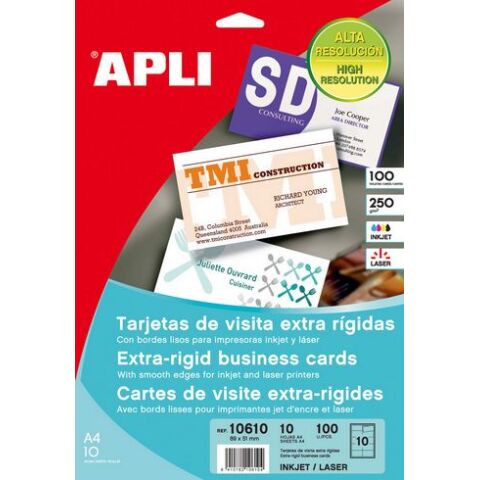 Paquete de 100 tarjetas de visita 89 x 51 mm Apli 10610