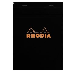 Bloc de bureau Rhodia 14,8 x 21 cm agrafé noir n°16 - quadrillé 5 x 5 - 80 pages