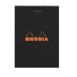 Bloc de bureau Rhodia 7,5 x 10,5 cm agrafé noir n°11 - quadrillé 5 x 5 - 80 pages