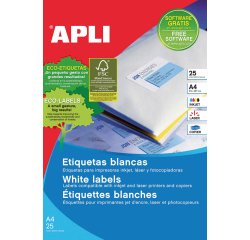 Etiquetas para impresora 105 x 37 mm Apli 1214- Caja 25 Hojas