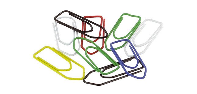 Trombones galvanisé 32 mm couleur assorties - Boîte de 100