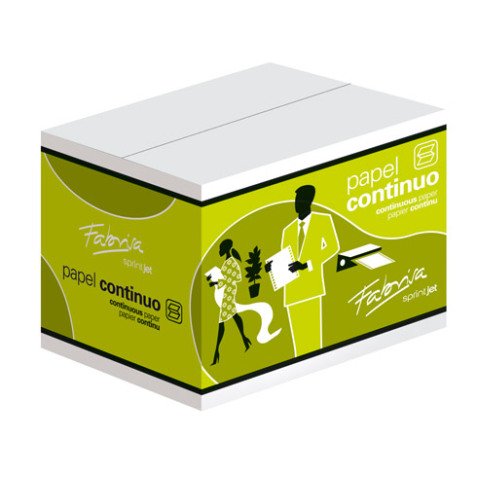 Caja de 2500 hojas de Papel continuo blanco, modelo 1 hoja, 2 trepados