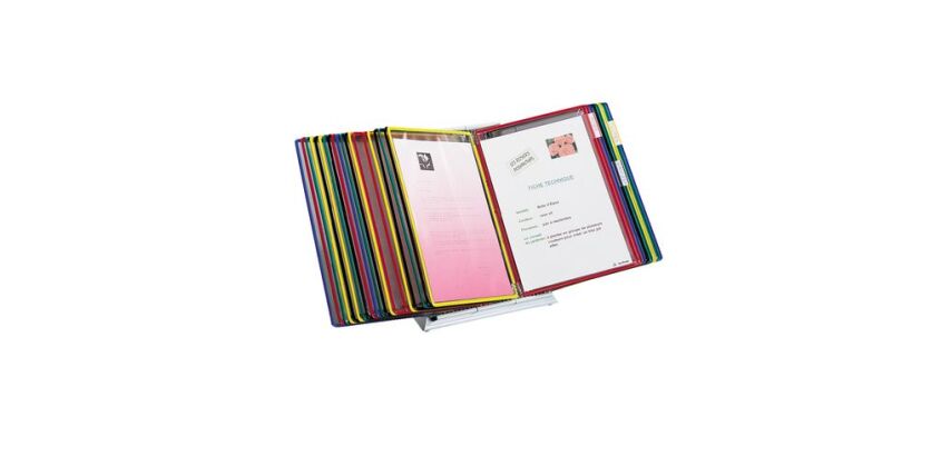 Protège-documents pivotant pupitre Djois by Tarifold PVC A4 20 pochettes - 40 vues couleurs assorties
