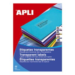 Etiquetas translúcidas 210 x 297 Láser Apli 1225