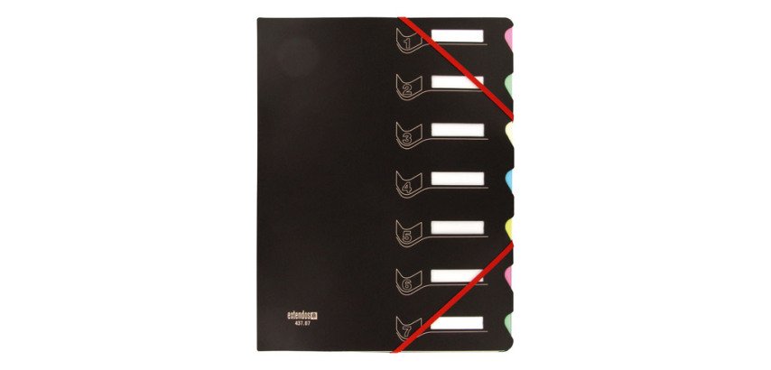 Eckspann-Sammelmappe Extendos in 2 Materialien mit 7 Unterteilungen - farbig sortiert