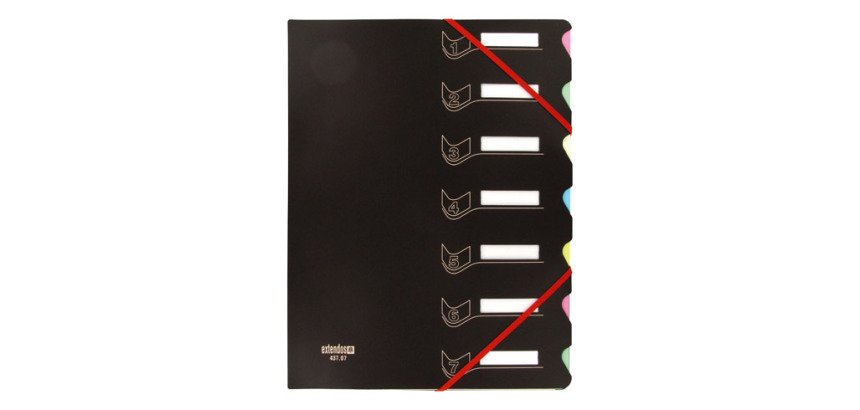 Eckspann-Sammelmappe Extendos in 2 Materialien mit 7 Unterteilungen - farbig sortiert