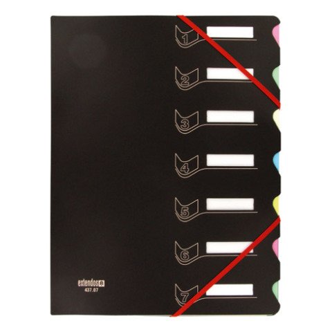 Carpeta clasificadora bimaterial Extendos 7 divisiones de color negro