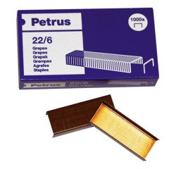 Grapas Petrus 22/6, 24/6 cobreadas Caja de 1000