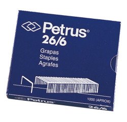 Grapas Petrus 26/6 cobreadas Caja de 1000