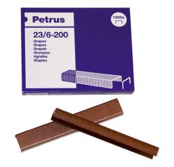 Grapas Petrus 23/6 cobreadas Caja de 1000