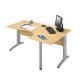 Bureau compact retour à droite hêtre L 160 cm, piétement L métal - O-line 2