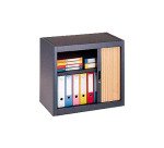 Armoire basse à rideaux démontables Décor 70 x 80 cm corps anthracite