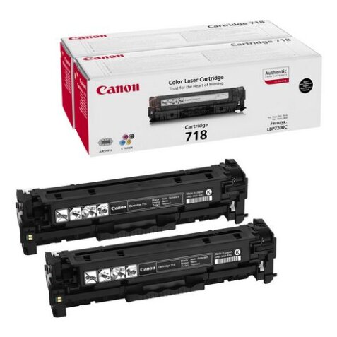 Pack of 2 toners Canon 718 black