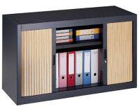 Armoire basse à rideaux démontables Décor 70 x 120 cm corps anthracite