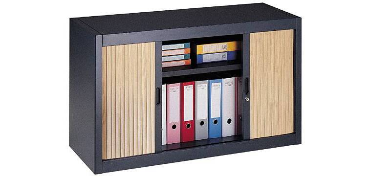 Armoire basse à rideaux démontables Décor 70 x 120 cm corps anthracite