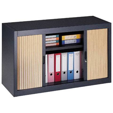 Armario de oficina metálico desmontable Armonía Alt. 70 x An. 120 cm Antracita Puerta persiana Haya