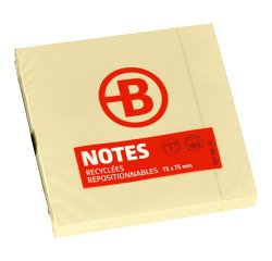 Blocco appunti  75x75 mm da 100 fogli notes riposizionabili riciclati giallo Bruneau