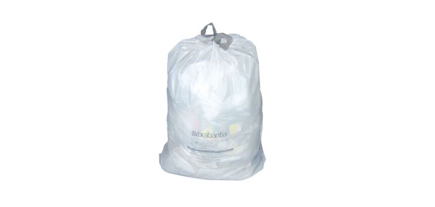 Sac poubelle 12 litres Brabantia liens coulissants blanc - paquet de 20