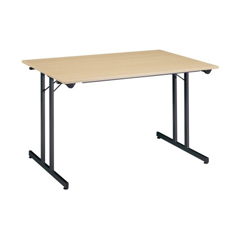 Mesa plegable 120 x 80 cm. Tablero haya patas negras