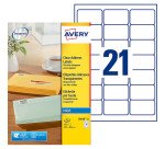 Etiquette adresse jet d'encre 63,5 x 38,1 mm Avery J8560-25 transparente - Pochette de 525