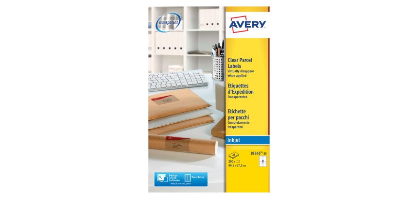 Etiquetas transparentes inkjet 99,1x67,7 mm Avery J8565