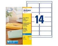 Etiquetas transparentes inkjet 99,1x38,1mm Avery J8563