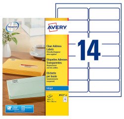 Etiquetas transparentes inkjet 99,1x38,1mm Avery J8563