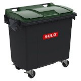 Conteneur à déchets 4 roues 770 litres extérieur gris-vert