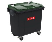 Conteneur à déchets 4 roues 770 litres extérieur gris-vert