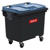 Conteneur à déchets 4 roues 660 litres extérieur gris-bleu