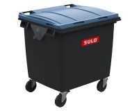 Conteneur à déchets 4 roues 1000 litres extérieur gris-bleu