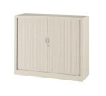 Pack armoires métal à rideaux Généric H 198 cm gris clair 1 achetée = 1 armoire H 100 cm offerte