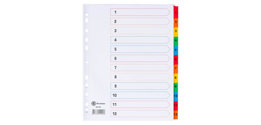Set von Maxi numerischen Registern Bristol mit 12 Unterteilungen JMB