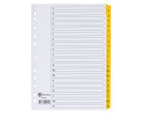 Divisori alfabetici A-Z A4 in cartoncino Bristol bianco con tasti gialli Bruneau