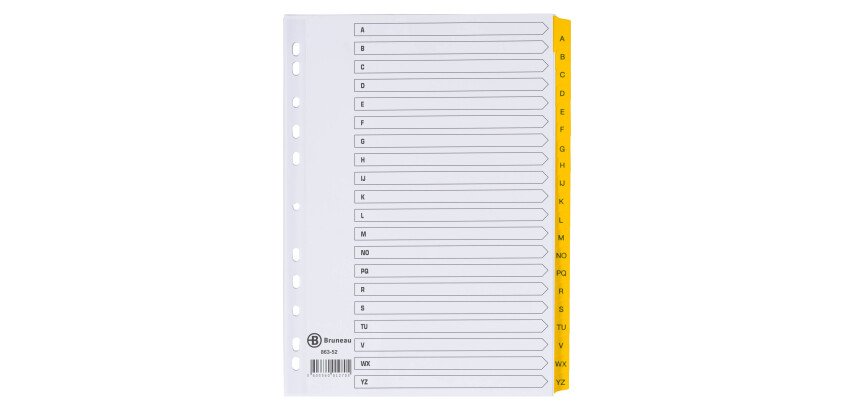 Set von alfabetischen Registern mit 20 Unterteilungen Bristol A4 JMB