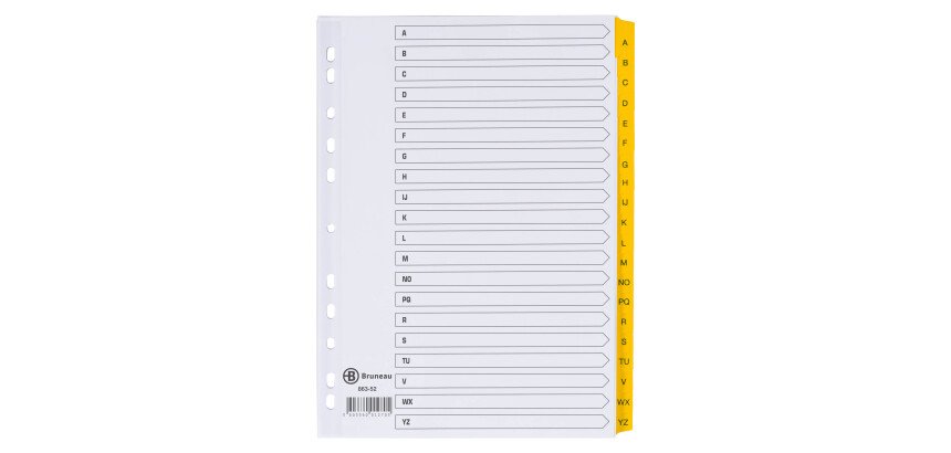 JMB set of alphabetical dividers, Bristol board with Mylar tabs, A4, 20 divisions