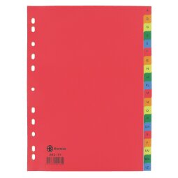 Intercalaire A4 polypropylène coloré Bruneau 20 onglets alphabétiques multicolores - 1 jeu