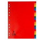 Intercalaire A4 polypropylène coloré Bruneau 20 onglets alphabétiques multicolores - 1 jeu