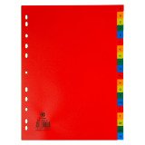 Intercalaire A4 polypropylène coloré Bruneau 20 onglets alphabétiques multicolores - 1 jeu