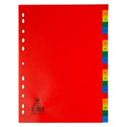 Intercalaire A4 polypropylène coloré Bruneau 20 onglets alphabétiques multicolores - 1 jeu