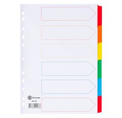 Separadores cartulina Bristol Blanca A4 Bruneau 6 pestañas mylar multicolor